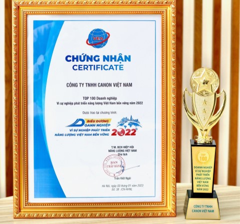 Nhận chứng nhận Top 100 “Doanh nghiệp vì sự phát triển năng lượng Việt Nam bền vững 2022