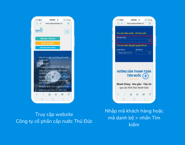 Hướng dẫn Phương thức thanh toán tiền nước trên website công ty