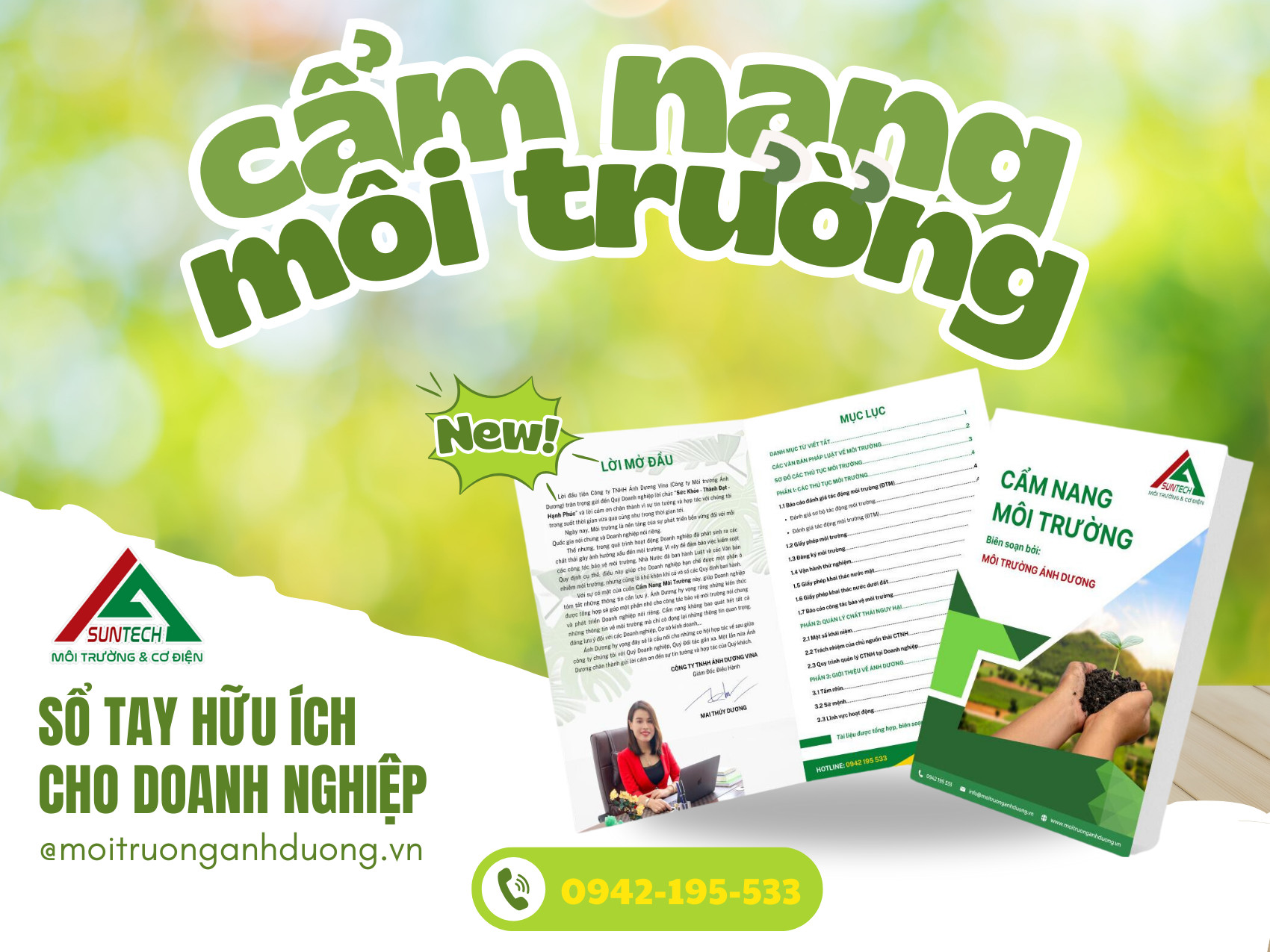 Hình ảnh cuốn "Cẩm nang môi trường" do Công ty Ánh Dương Vina phát hành cho khách hàng.